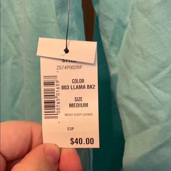 Teal pajama shirt or long sleeve - Picture 3 of 3